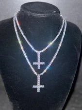 Upside Down Cross Necklace Opium Hip Hop Chain Inverted Cross.