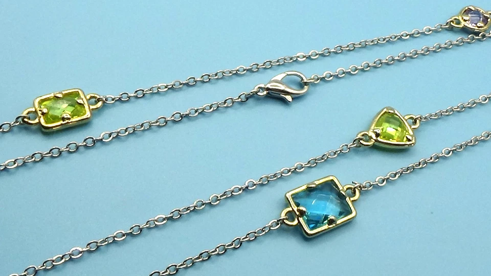 Collar Estación Largo 36" Elementos Cristal Swarovski Multicolor Tono Plata Foto 2 de 4