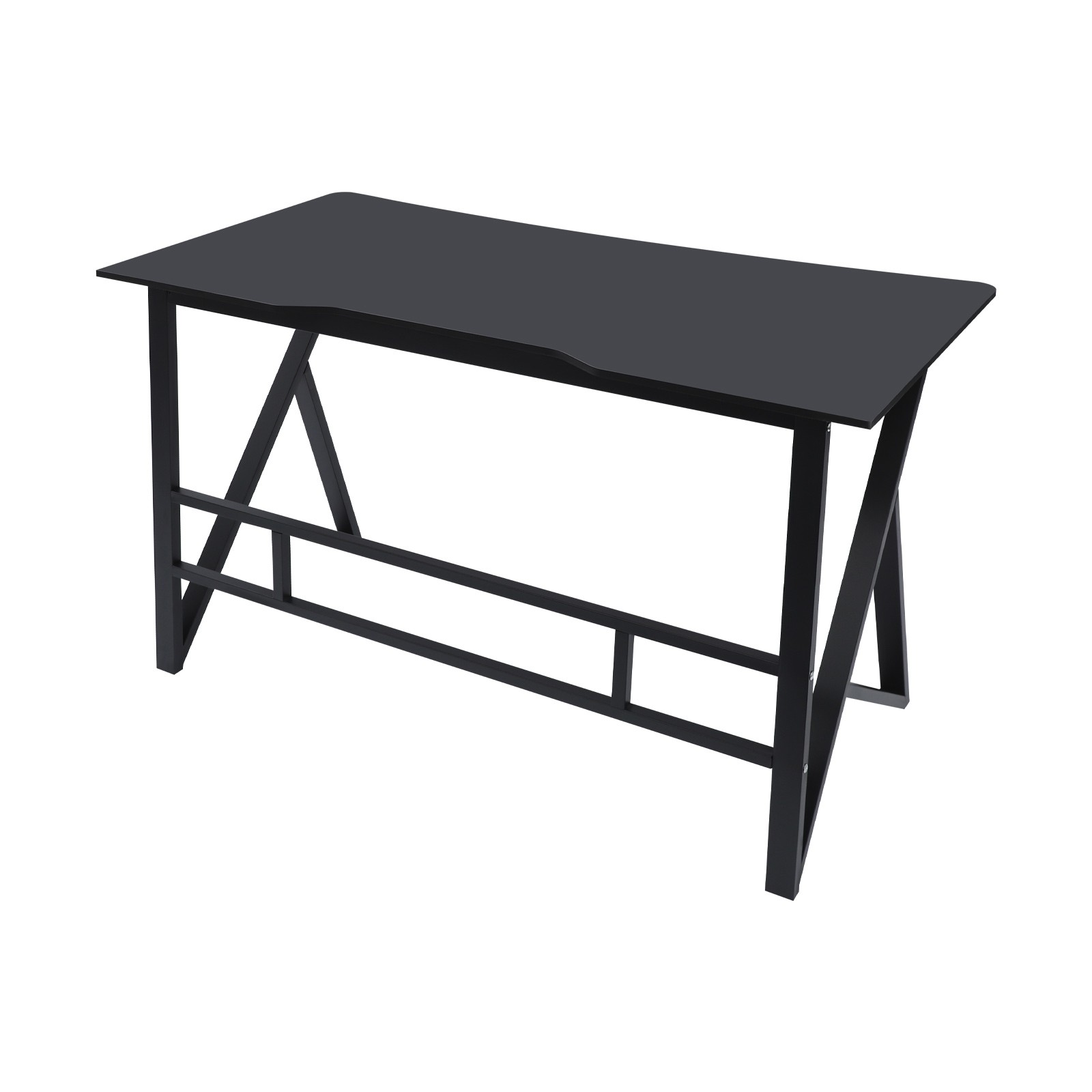47" K-Shaped Computer Desk Home Office Work Table with Large Desktop Dark Grey