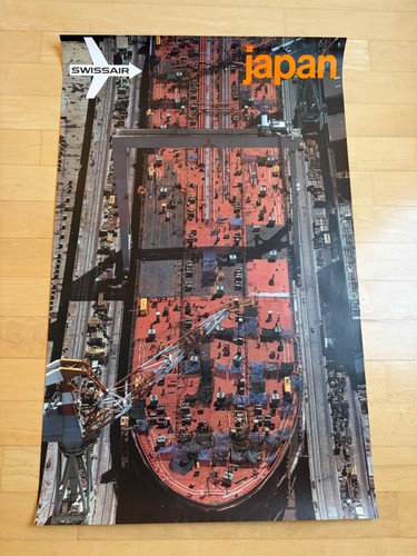 SWISSAIR AIRVIEW JAPAN Vintage 1971 poster AIRLINES GERSTER 25x40 near mint