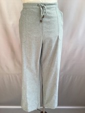 GORGEOUS NEW ISLE SAGE GREEN PLAIN WAIST TIE THIN COTTON TROUSERS SIZE 18