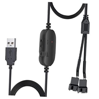 8W DC 12V PC Cooling Fan Speed Control,USB to Dual 3-Pin 4-Pin Fan Power