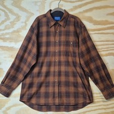 Pendleton Vintage Men's M 100 Wool Heavyweight Plaid Flannel Brown Workwear