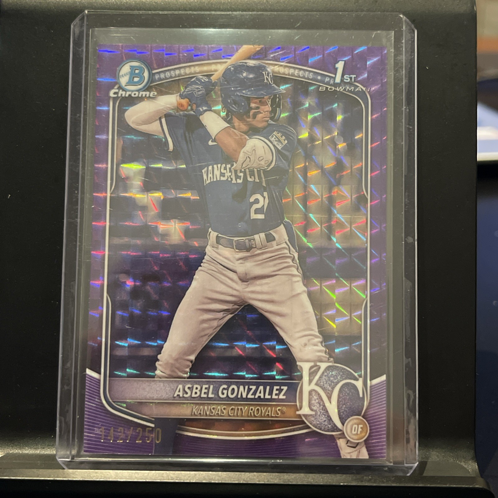 Asbel Gonzalez 2025 Bowman Chrome 1st Purple Geometric Refractor /250 Royals