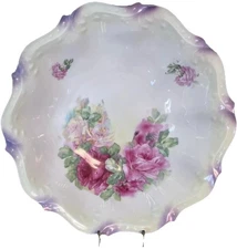 Serving Bowl GIFT Lusterware Scalloped Purple VTG Germany Porcelain China 10.5"