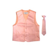 New Boy's Kid formal Tuxedo Vest Waistcoat  Necktie Peach US 2 - 14 wedding