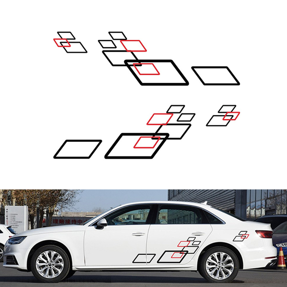 Car Both Sides Body Door Racing Sports Stickers Geometric Graphics Vinyl Decals