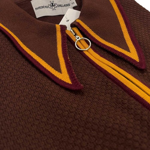 NEW MADCAP MENS 60s 70s MOD DAGGER SPEAR COLLAR ZIP POLO CARDIGAN MACK MC1094 - Picture 14 of 20