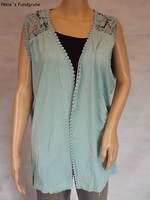 ★ Ulla Popken ★ 46+ 46/48 ~ Mint ~ Tolle Shirt-Weste Weste ~ Mit Spitze