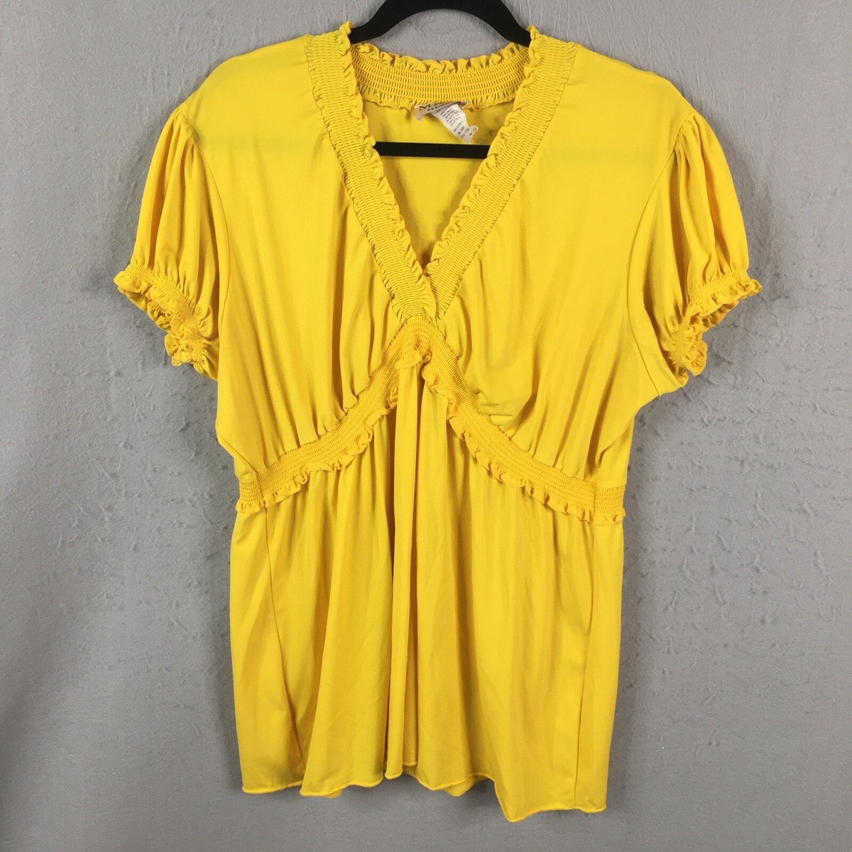 MKM Designs Shirt Womens 3X Plus Size Yellow Neon Loud