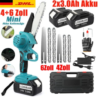 SUMEBER Mini motosierra a batería de 4+6 pulgadas sin escobillas 2x batería para Makita DHL
