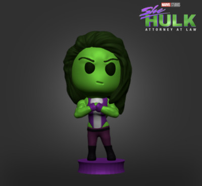 UNPAINTED She Hulk - Marvel Chibi Style 3D Printed Mini Figure BH