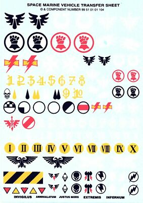 Decals Games Workshop 40k Space Marine Vehicle  Transfers
