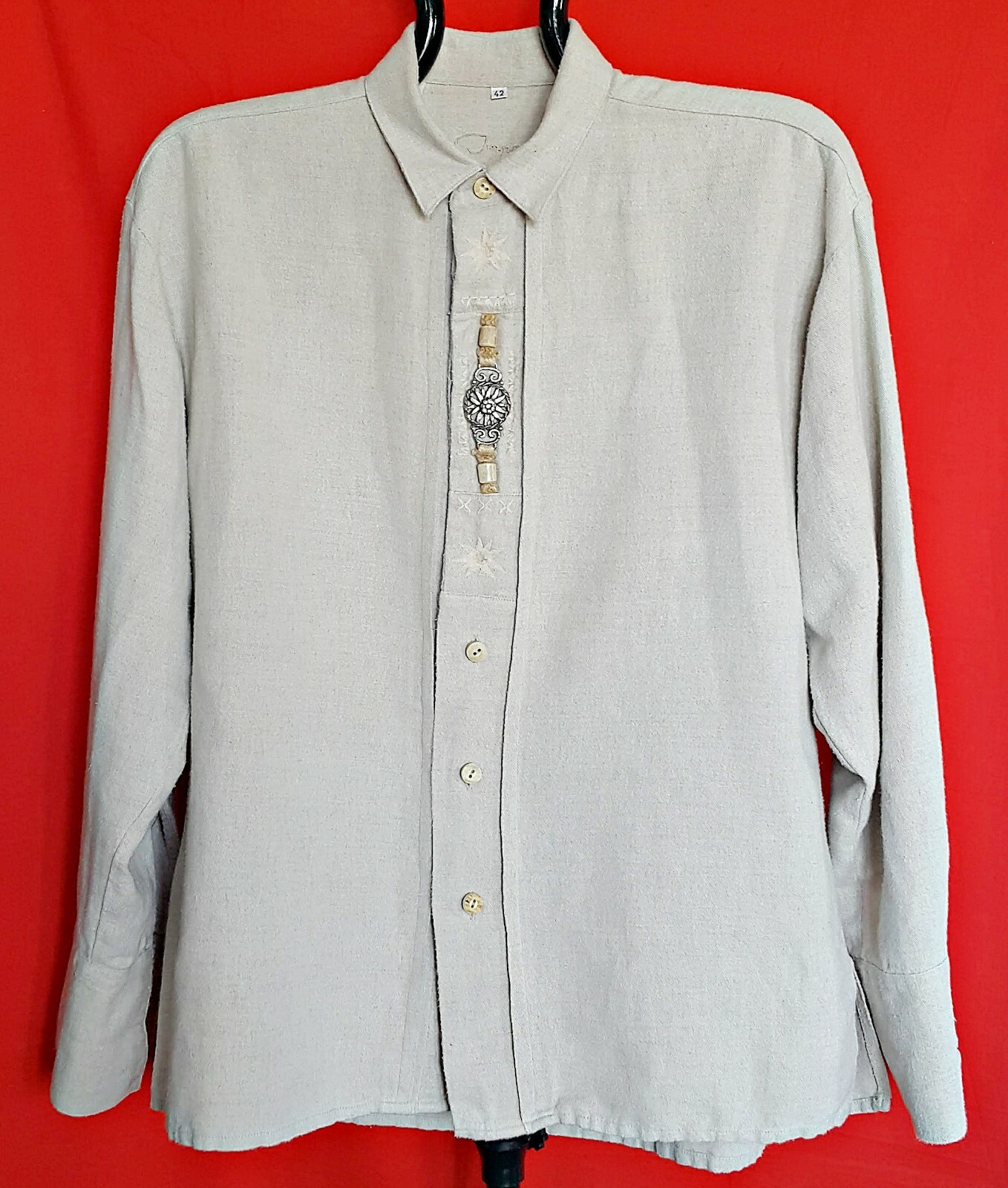 AUTHENTIC IMPERIAL TYROL OKTOBERFEST DIRNDL GRAY LINEN MEN'S SHIRT16 1