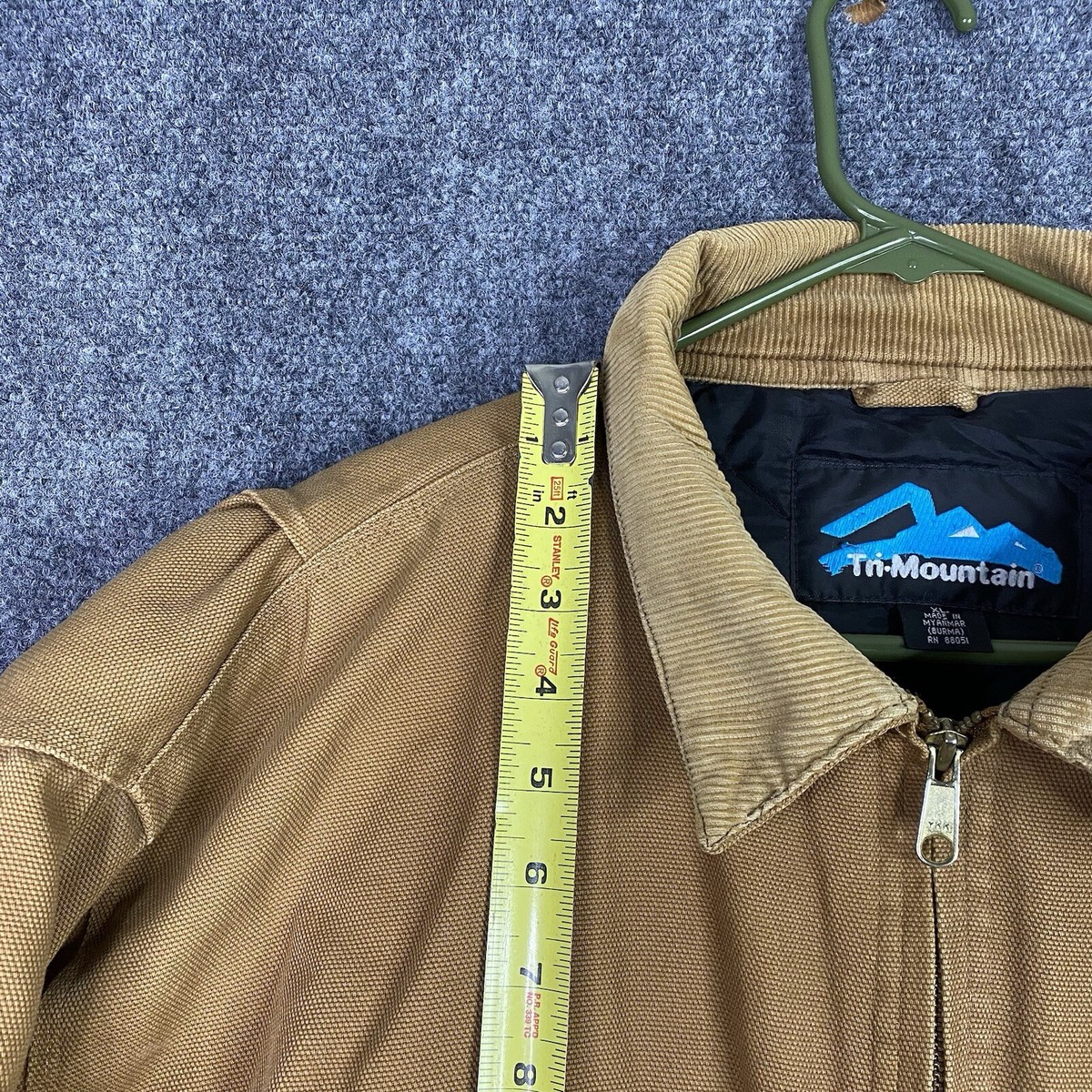 Tri Mountain Detroit Jacket Mens Adult XL Brown Beige Canvas Full 