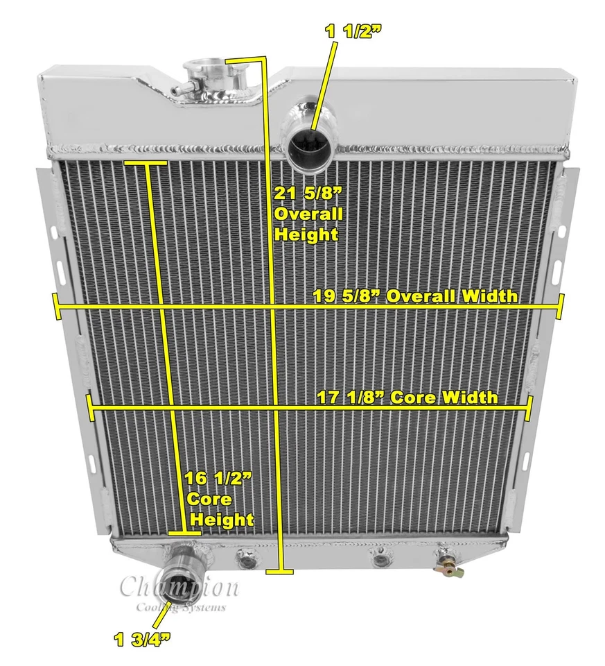 CHAMPION 3 FILAS RADIADOR ALUMINIO FORD BRONCO 1966-1977 6CYL ENG 2.8L Foto 3 de 3