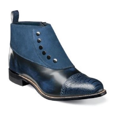 Stacy Adams Madison Side Zip Navy Boot Suede Leather 00083-410 High top | eBay
