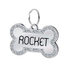 Custom Bone Large Dog Tag Placa ID Perro Grande Deep Engraved Stainless USA