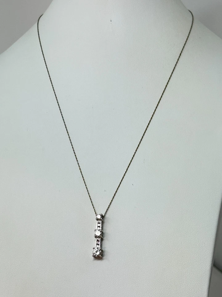 Plumb 14K Oro Blanco Circonita Cúbica Colgante Diamonique DQ 19.5" Collar 2.87g Foto 3 de 4