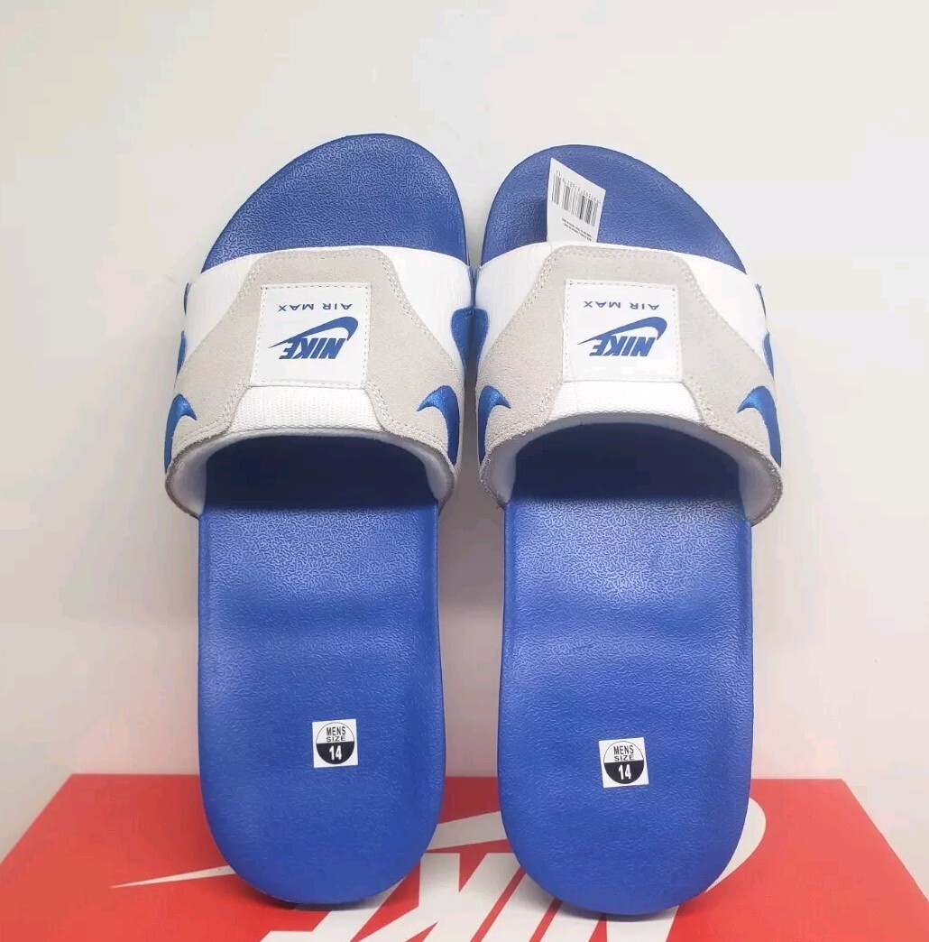 Nike Air Max 1 Slide Sandals White Royal Blue FJ4007-100 Men Size