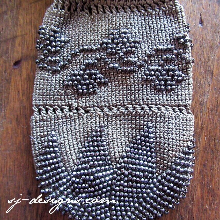 19th c crochet & steel cut beads “Miser’s Purse” … - image 3