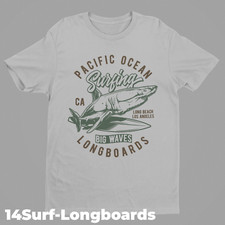 T-Shirt Surf Retrò Disegni 14SURF-Longboard, Abbigliamento Estivo, Abbigliamento Spiaggia