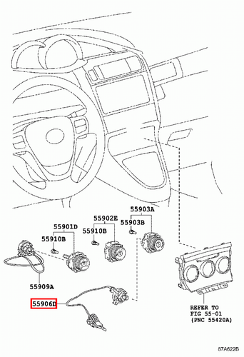 Genuine Corolla ZRE171 ZRE152 ZRE151 ZRE143 Dash Heater Direction Control Cable - Picture 16 of 20