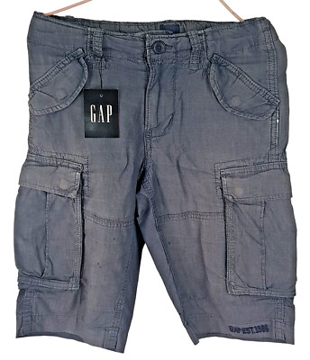 GAP KIDS graue CARGO SHORTS FÜR JUNGEN - Taille 25 Zoll - 8/9 Jahre - UVP 39 £