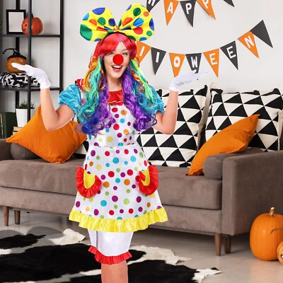 Kids Circus Clown Costume Set - Rainbow Jumpsuit With Hat & Gloves For Role Play, Carnival, Halloween Parties