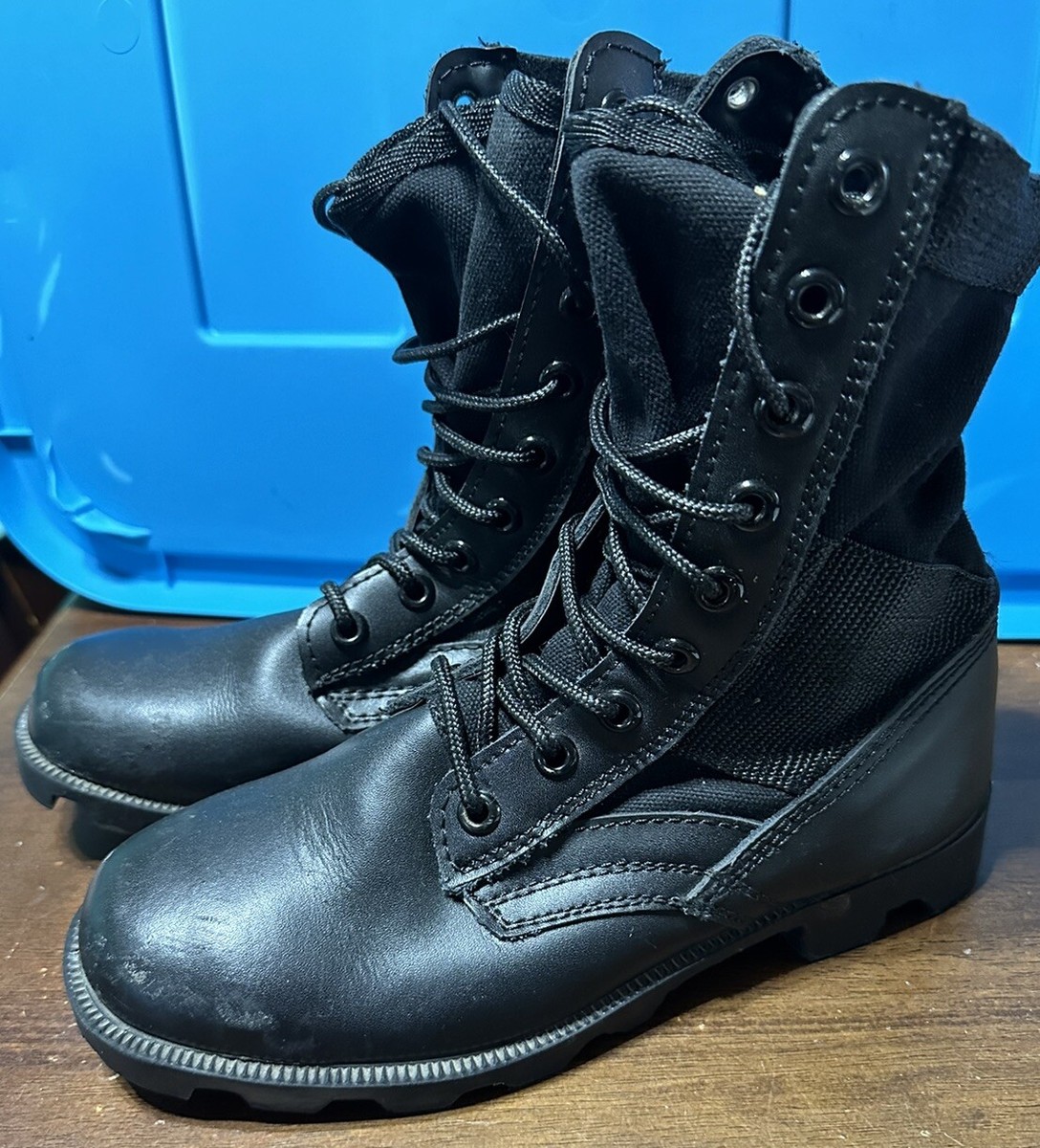 Wellco USA Military Black Leather Combat Infantry Boots Size 6W | eBay