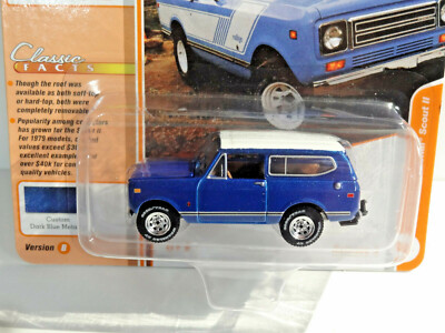 JOHNNY LIGHTNING - DARK BLUE METALLIC - 1979 INTERNATIONAL SCOUT II W/ TOW HITCH