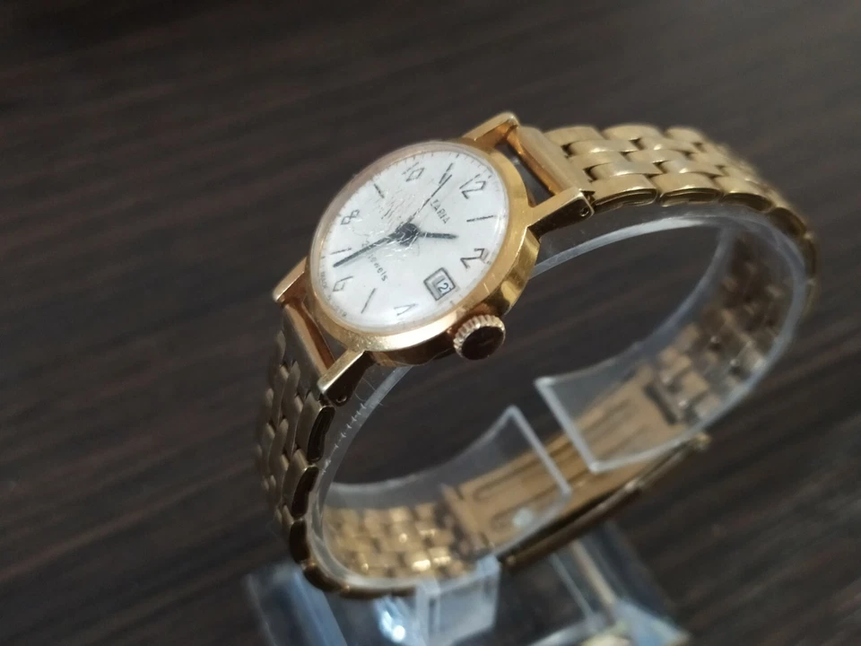 Watch Women's Slava AU Gold-gilt Vintage 22 stones USSR Soviet serviced! - Image 3 of 4