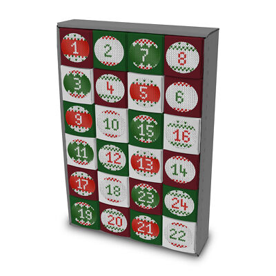 itenga Adventskalender zum Füllen 24x Würfel Boxen 5cm grün rot weiß Weihnachten
