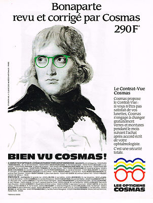 REKLAME WERBUNG 074 1988 LES OPTICIENS COSMAS Brille BONAPARTE