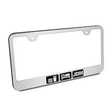 Eat Sleep JDM Brushed Stainless Steel License Plate Frame by Car Beyond Store
