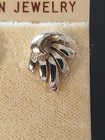 FIRE FAN SHAPE SILVER CHROMED SMALL BUTTON POST PIERCED CAREER EARRINGS NEW — photo 3