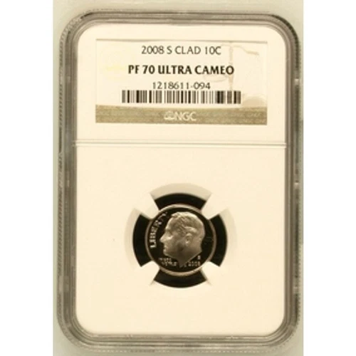 NGC 2008 S Clad PF70 Ultra Cameo US Dime 10c (Top Pop)