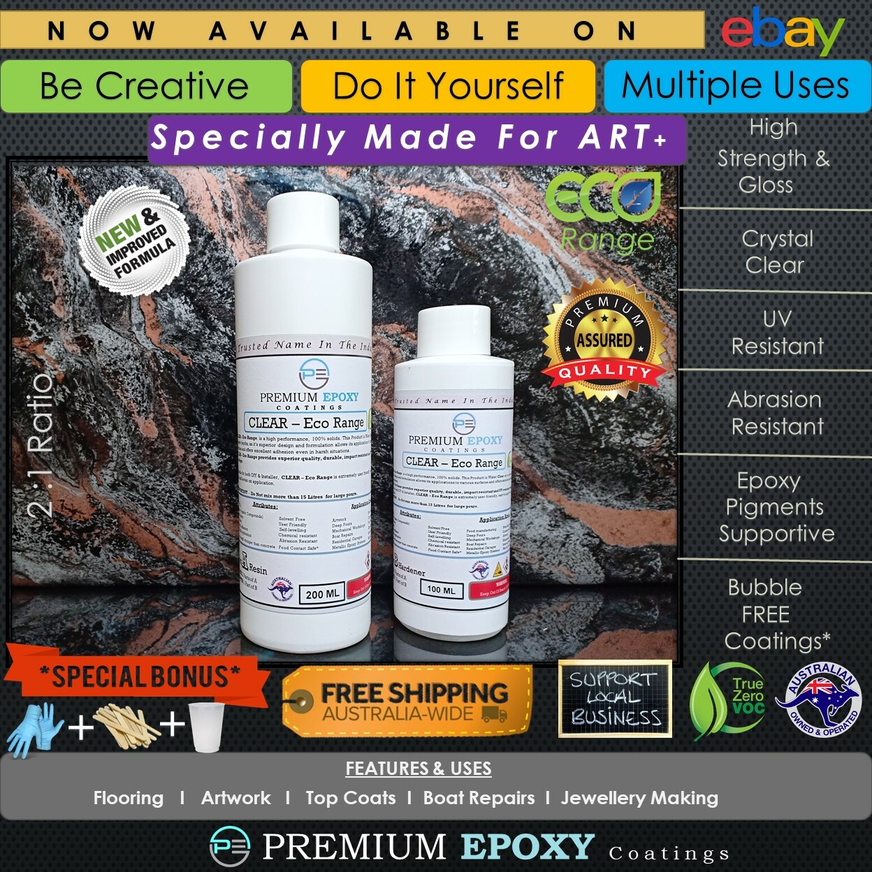 EPOXY RESIN Eco Range CLEAR Kit Glass Finish AUSTRALIAN MADE eBay