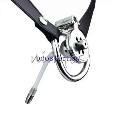 2024 New Male Negative Metal Chastity Lock Flat Chastity Cage Ring Lock Belt