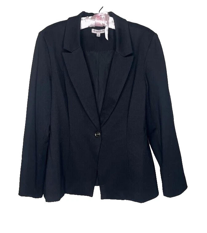 Блейзер Nanette Lepore на резинке черный с одной кнопкой CareerCore размер 14 - Изображение 3 из 4