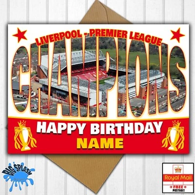 BIG SPLASH DESIGNS Liverpool Champions Personalised Birthday Card Any Name OR Relative and Age