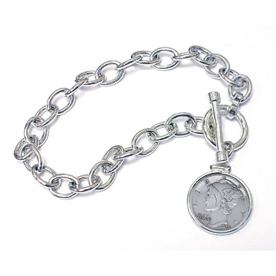 NEW  Year to Remember Sterling Silver Toggle Dime Coin Bracelet 2015