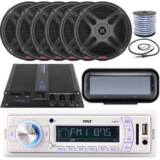 Pyle Plmr18 Receiver W/ Cover, 6 X 6.5'' Speakers W/ Wire, Amplifier, Antenna