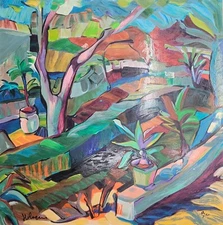 Claudio Malacarne Serigraphy "The Garden Corner" Home Art Furnishing