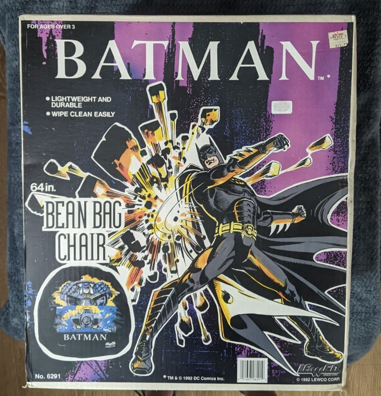 Batman Returns Bean Bag Chair Lewco DC Comics Penguin 1992 New in Box Kay Bee