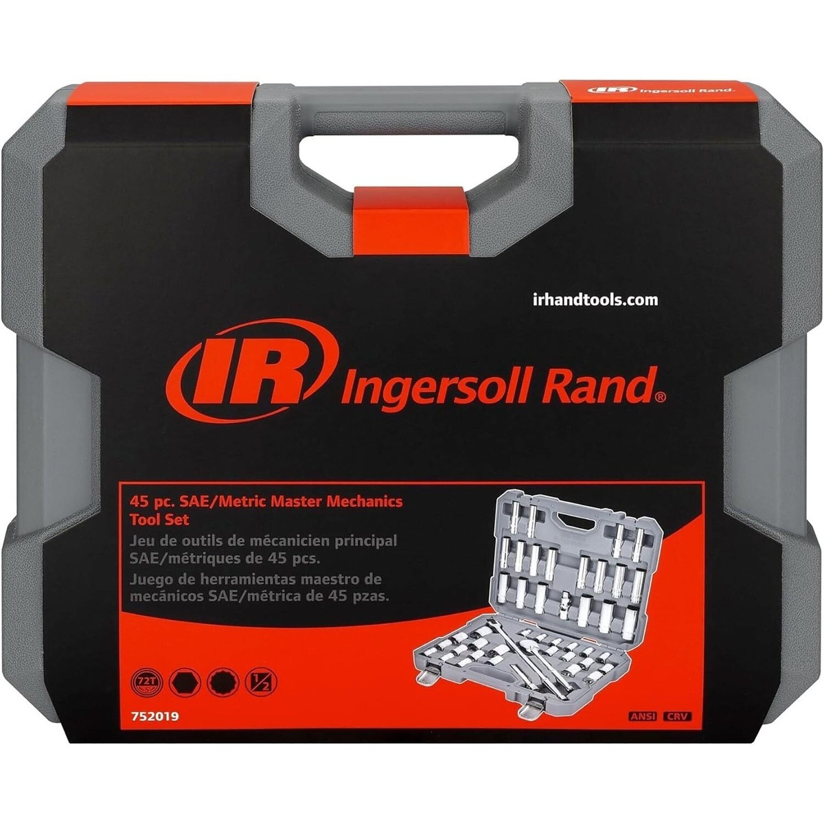 Ingersoll Rand 45 Pc. 1/2 in. Drive SAE/Metric Master Mechanics 