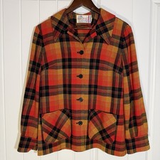 Vintage Pendleton Jacket Womens Medium Plaid Wool Knockabouts Made USA 60s 70s
