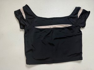 Small adult black cap sleeve crop top nylon/spandex Balera Dance convention