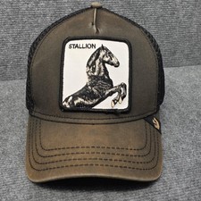 Goorin Bros Hat Cap Stallion Horse Snap Back Black Distressed Trucker Mens OSFA