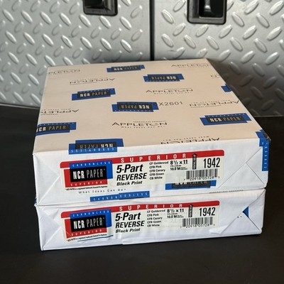 2 reams (1000 sheets) of 5 Part NCR Carbonless Paper Size 8.5'' x 11''
